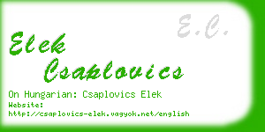 elek csaplovics business card